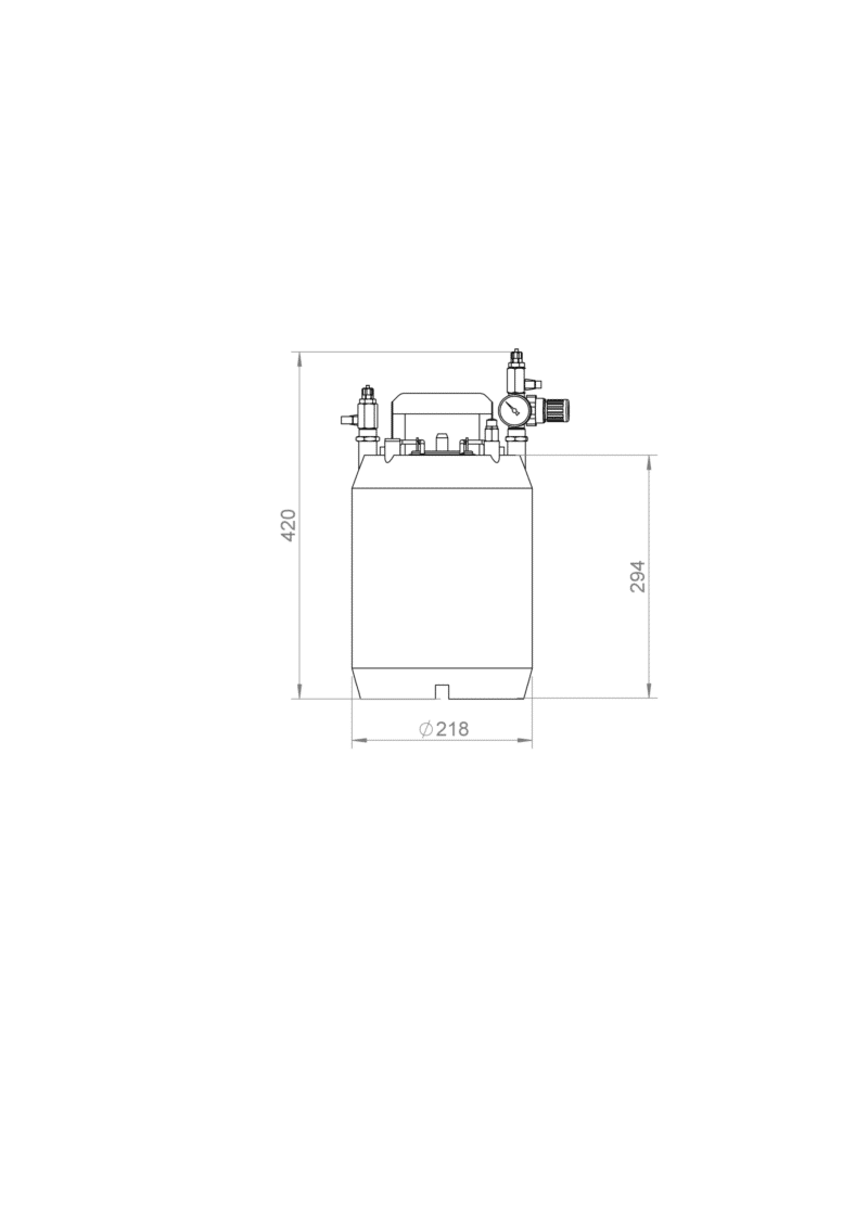 Druckbehälter Spültank 10l Kompatibel zu Baumerhhs®/hhs®, Nordson®, Robatech®, Bühnen®, Puffe®, Meler®, ITW Dynatec®/Inatec®, ValcoMelton®
